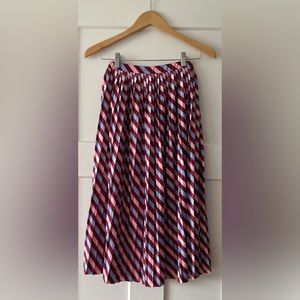 Twik striped pleated midi skirt